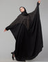 Trendy Black Shine Nida Golden Embroidery Abaya Close-up View